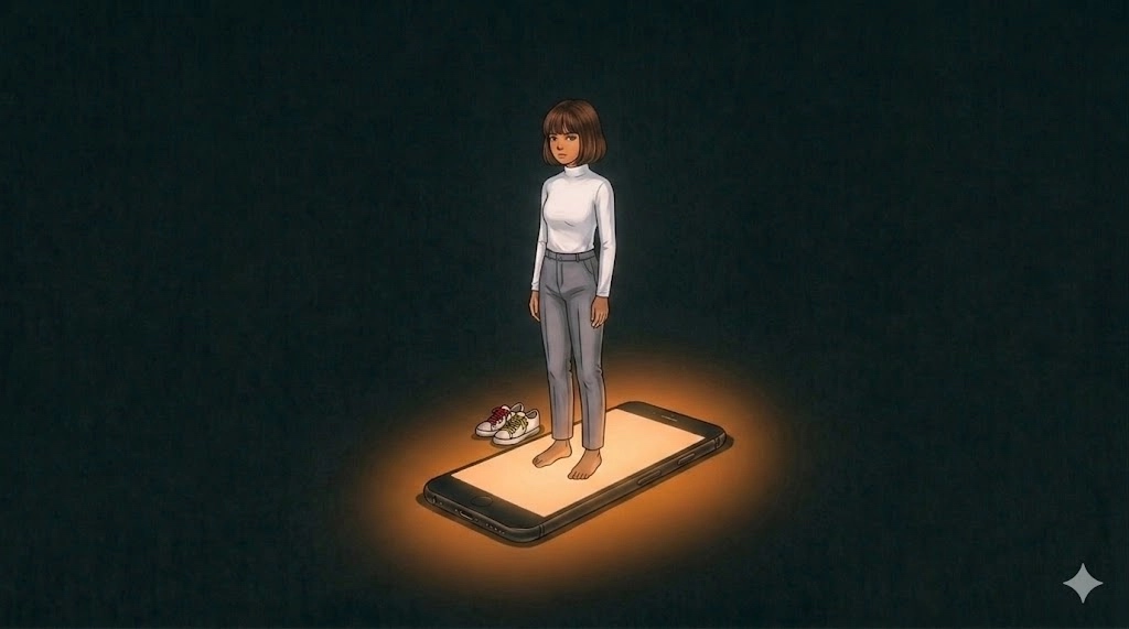 Drowning · dark room (M&M) — phone glow on Pepper, single warm accent